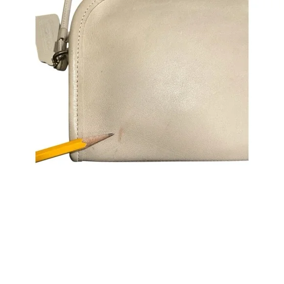 Coach Vintage Shoulder Bag Bone Cream Leather ABBIE ZIP Boho Purse Old Money - Picture 9 of 11